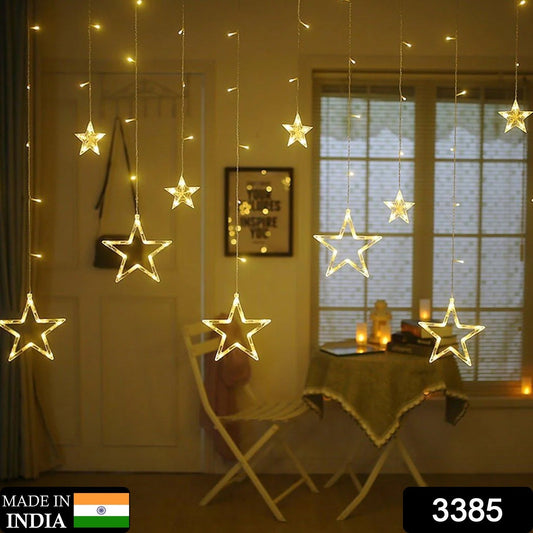 12 Stars LED Curtain String Lights with 8 Flashing Modes for Home Decoration, Diwali & Wedding LED Christmas Light Indoor and Outdoor Light ,Festival Decoration (Warm White / With Box) - infinityexculsivestore.com