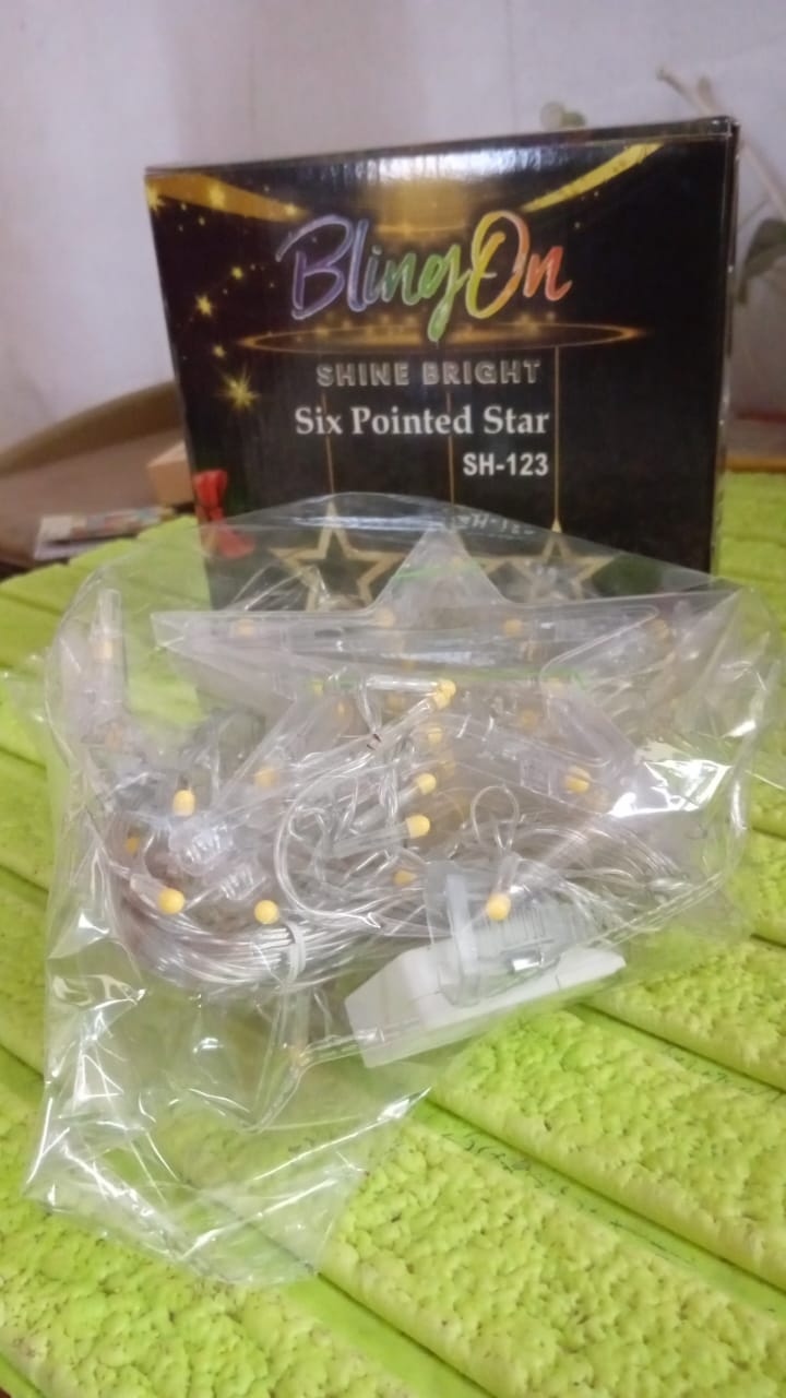 12 Stars LED Curtain String Lights with 8 Flashing Modes for Home Decoration, Diwali & Wedding LED Christmas Light Indoor and Outdoor Light ,Festival Decoration (Warm White / With Box) - infinityexculsivestore.com