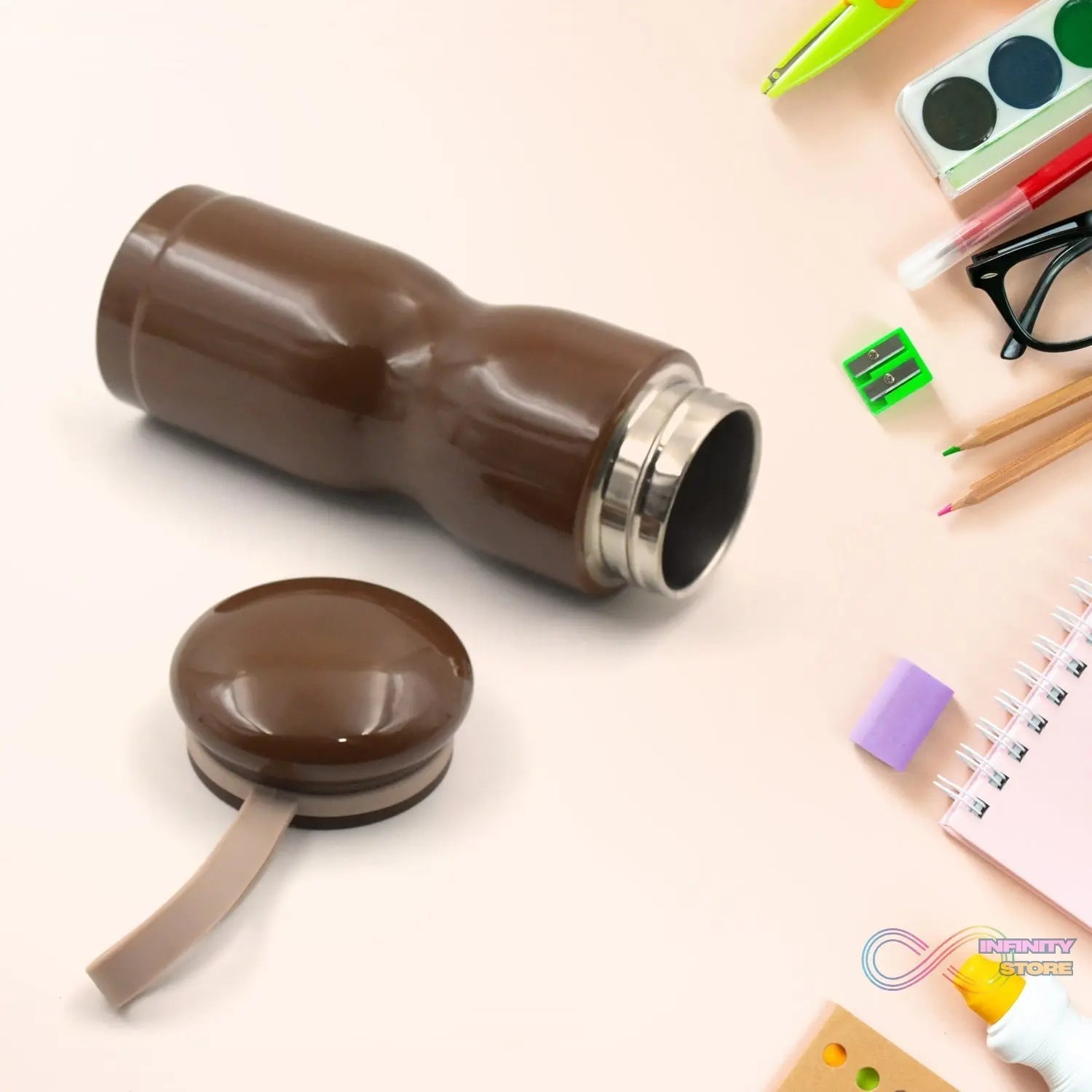 Stainless Steel Flask Water Bottle With Dori Easy To Carry, Fridge Water Bottle, Leak Proof, Rust Proof, Hot & Cold Drinks, Gym BPA Free Food Grade Quality, For office/Gym/School (280 ML) - infinityexculsivestore.com