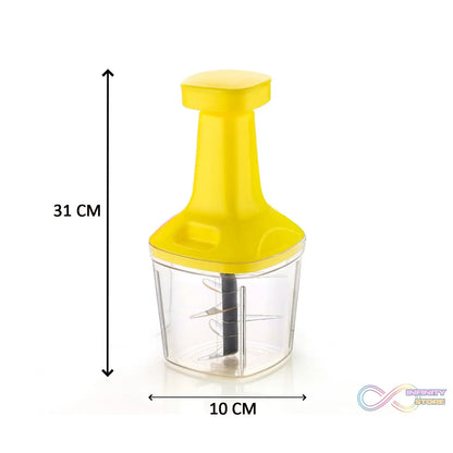 Side view of Push N Chop 1100 ML with a clear container showing capacity