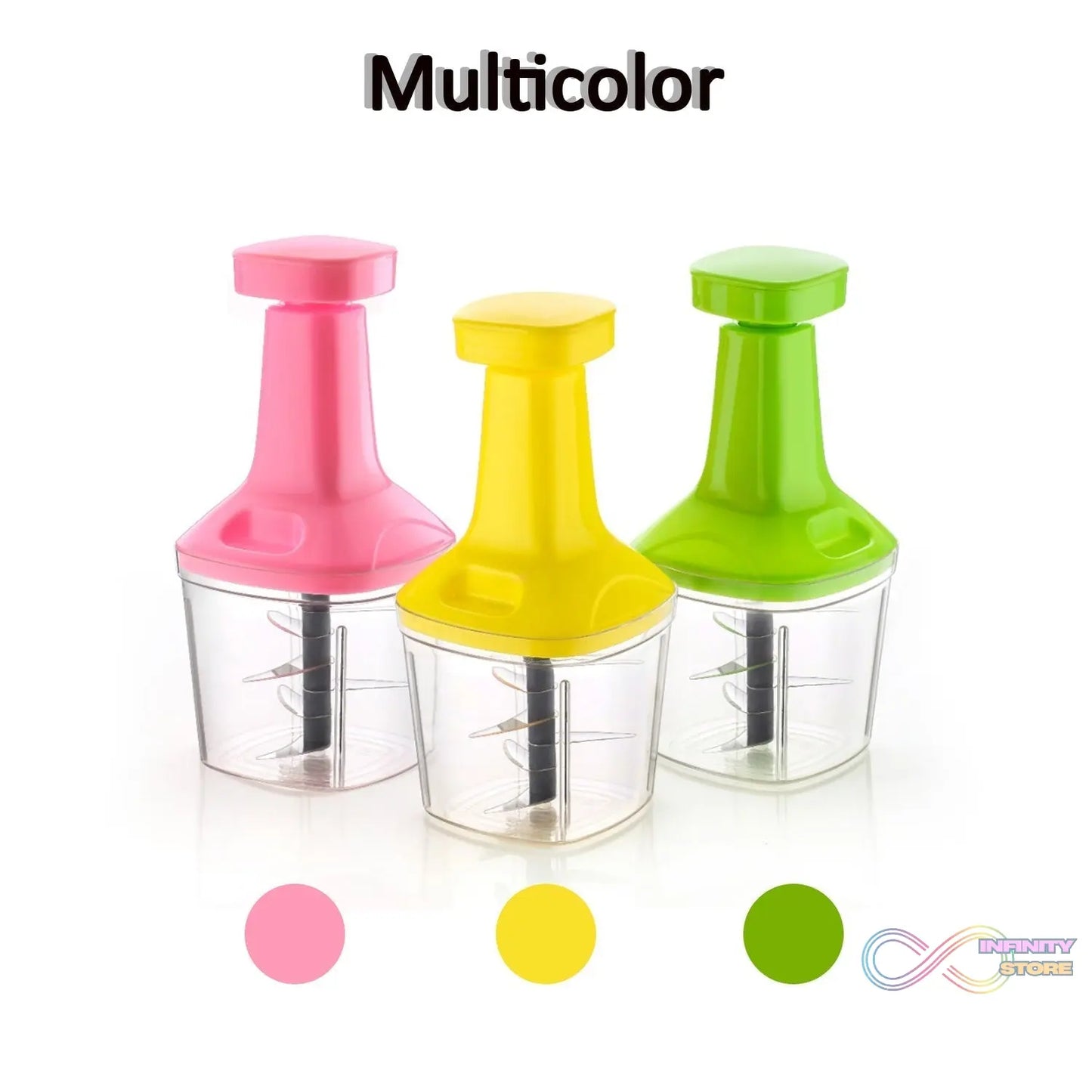 Push N Chop 1100 ML demonstrating chopping functionality with vegetables