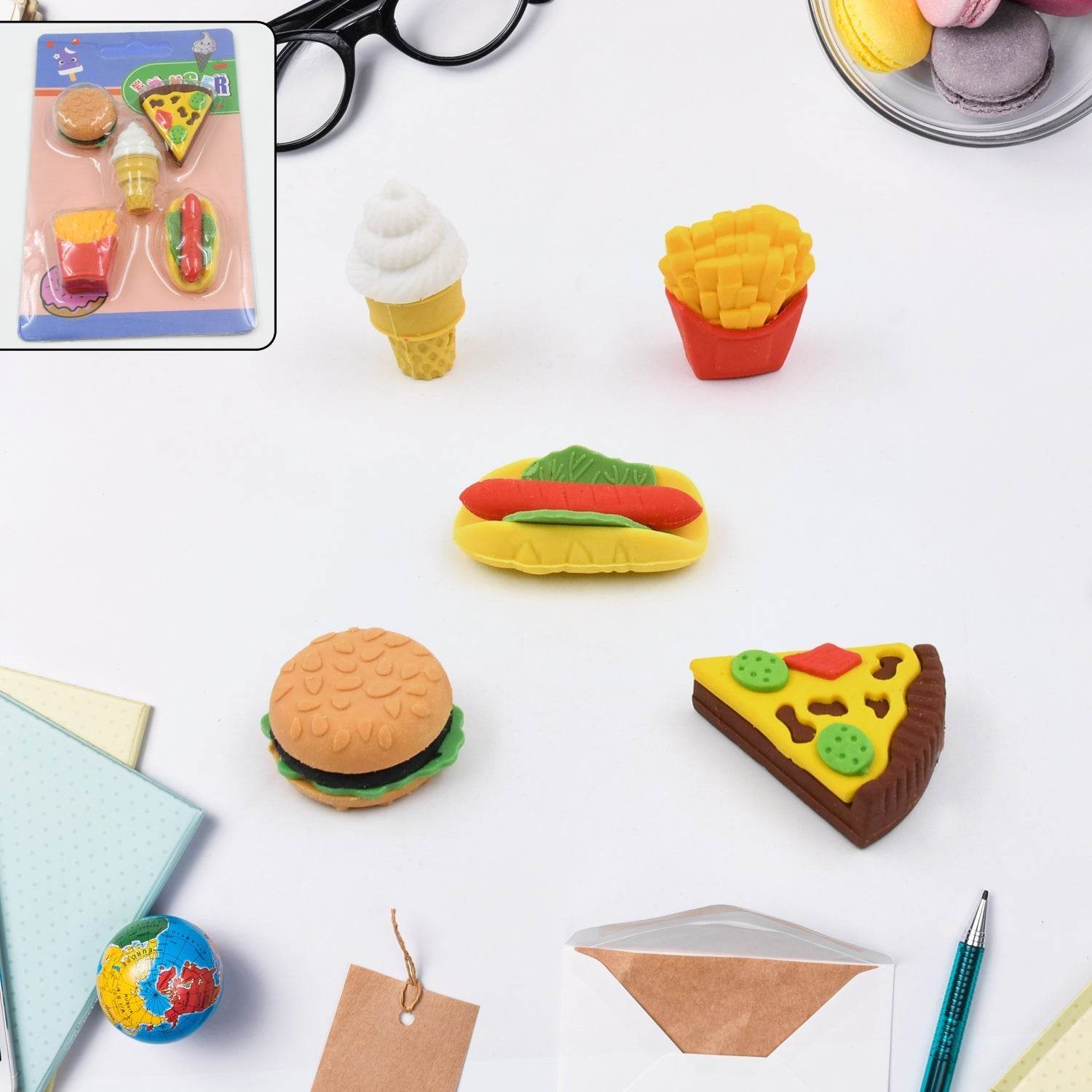 3D Food Fancy & Stylish Colorful Erasers, Mini Eraser Creative Cute Novelty Eraser for Children Different Designs Eraser Set for Return Gift, Birthday Party, School Prize (1 Set / Mix Design & Color) - infinityexculsivestore.com