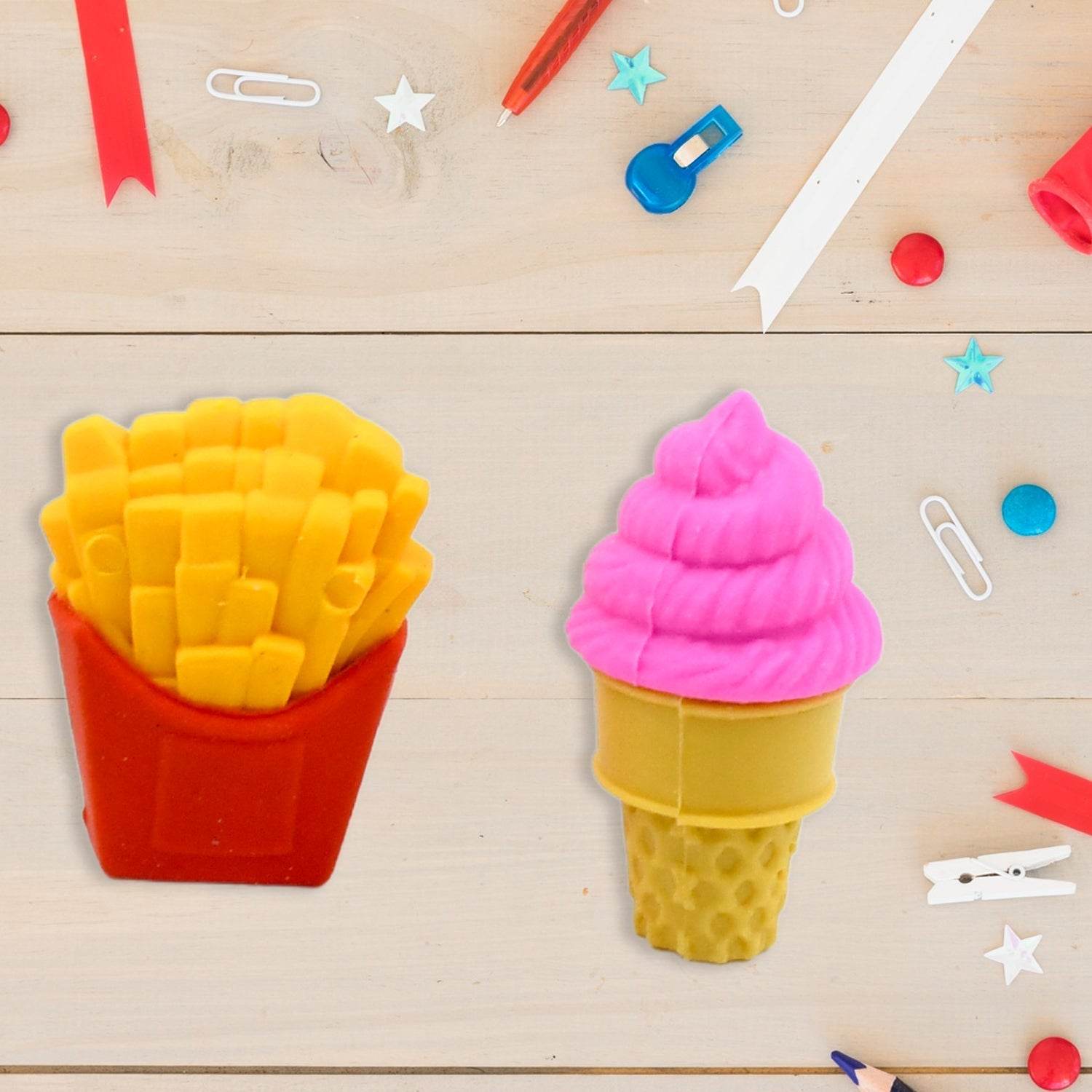 3D Food Fancy & Stylish Colorful Erasers, Mini Eraser Creative Cute Novelty Eraser for Children Different Designs Eraser Set for Return Gift, Birthday Party, School Prize (1 Set / Mix Design & Color) - infinityexculsivestore.com