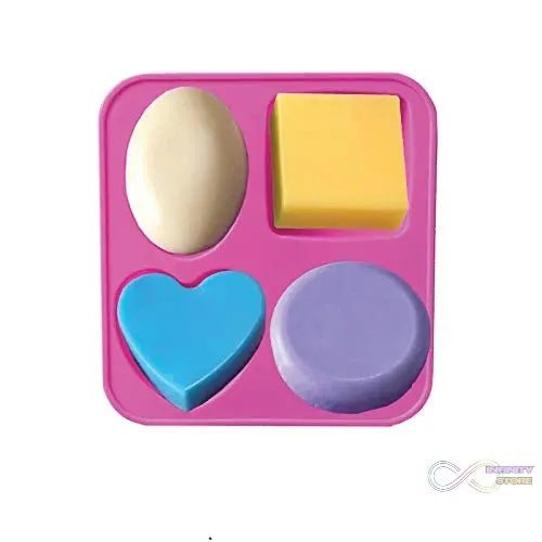 Silicone Circle, Square, Oval and Heart Shape Soap And Mini Cake Making Mould - infinityexculsivestore.com