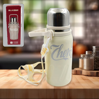 Stainless Steel Vacuum Insulated Water Bottle | Leak Proof Flask for Tea Coffee | Reusable Water Bottle with Hanging Strap | Bottle for Hot & Cold Drinks Wide Mouth Water Flask 1200 ML - infinityexculsivestore.com