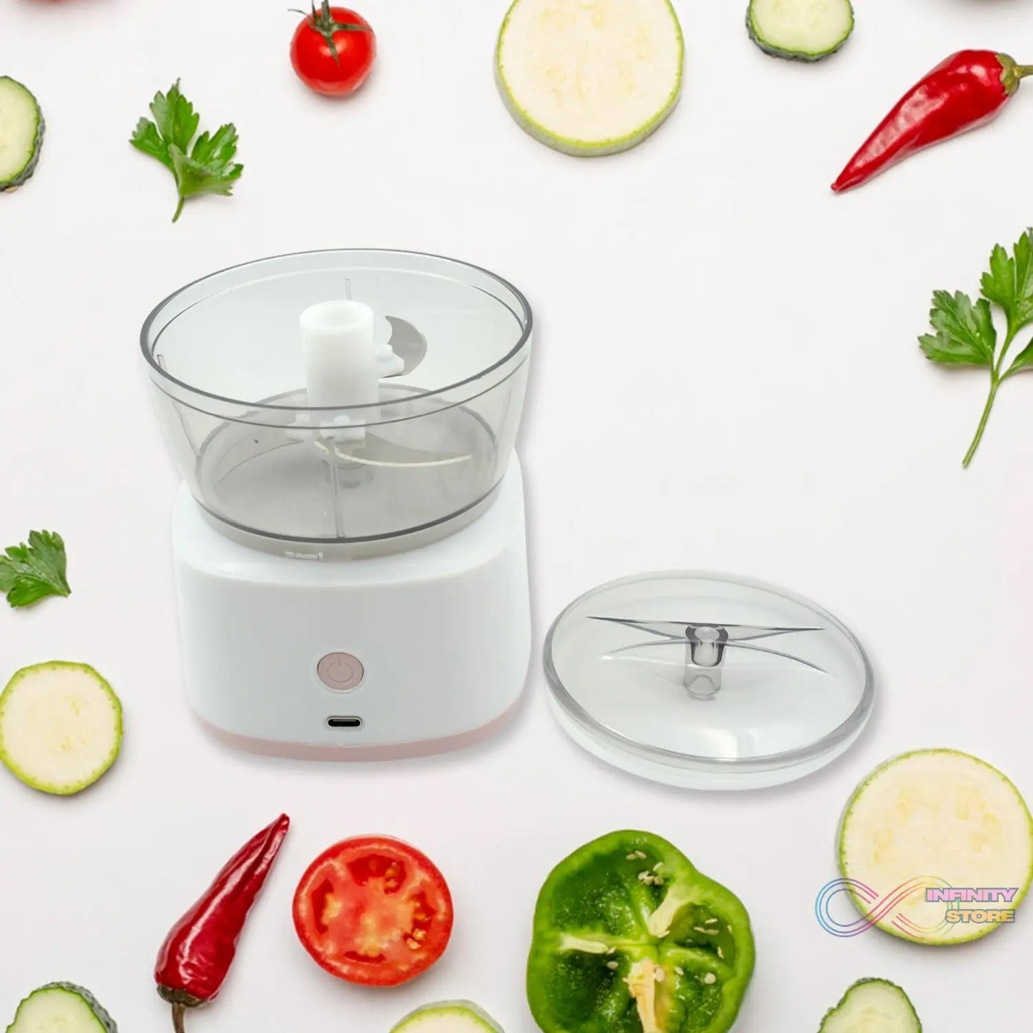 Portable Mini Food Processor Chopper Electric Veggie Chopper 3 Blades With Charching Cable Type C, Vegetable Chopper, Garlic Chopper Food Grinder for Chopping Ginger, Pepper Chili, Onion, Fruit, Meat - infinityexculsivestore.com