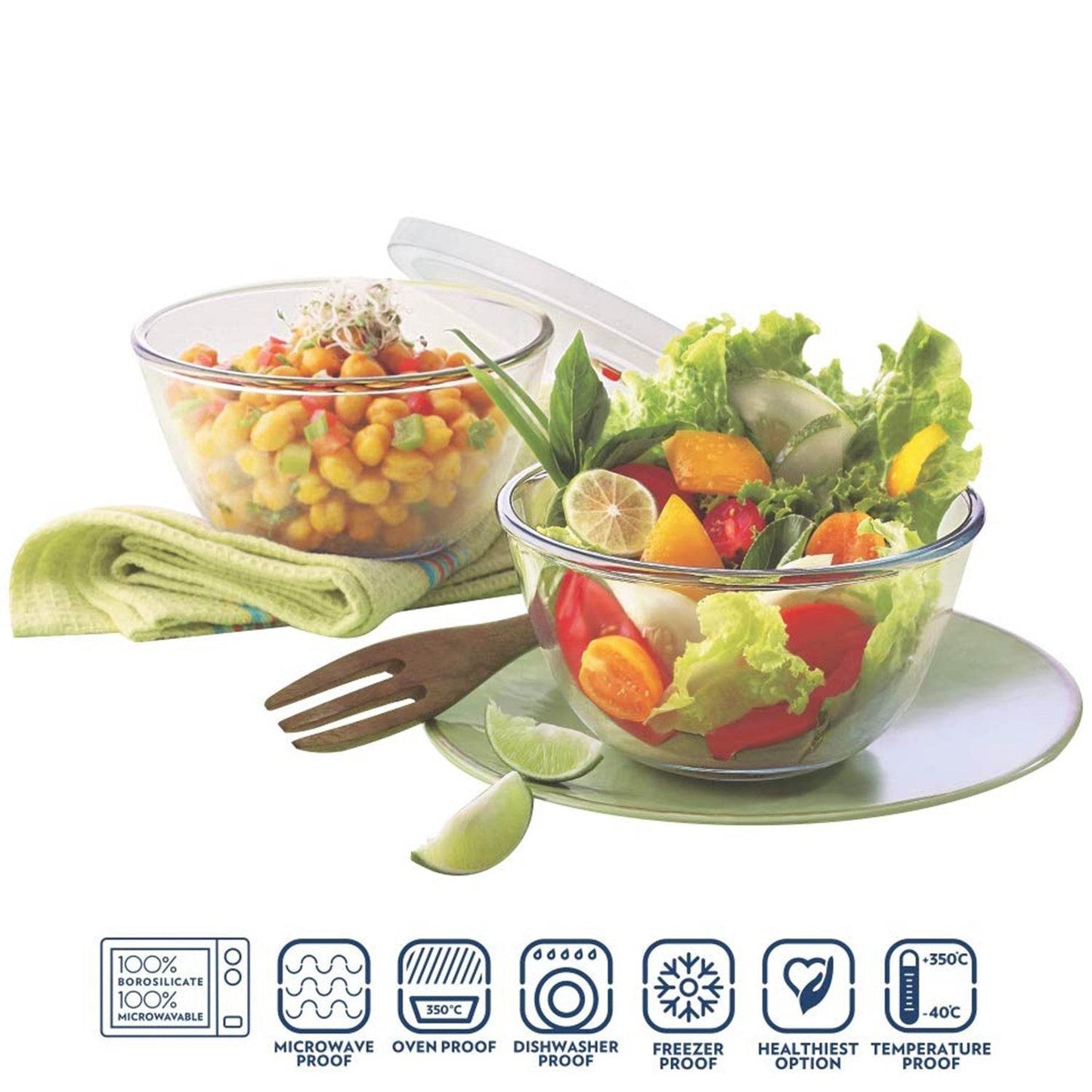 Bista Glass Serving & Mixing Bowls with Plastic Lid | Oven & Microwave Safe & Dishwasher Safe | Scratch Resistant | Transparent | For Household Gift For Birthday (3 Pcs set / 250 ML Approx) - infinityexculsivestore.com