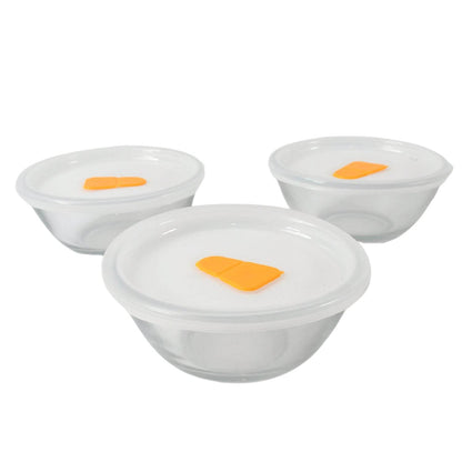 Bista Glass Serving & Mixing Bowls with Plastic Lid | Oven & Microwave Safe & Dishwasher Safe | Scratch Resistant | Transparent | For Household Gift For Birthday (3 Pcs set / 250 ML Approx) - infinityexculsivestore.com