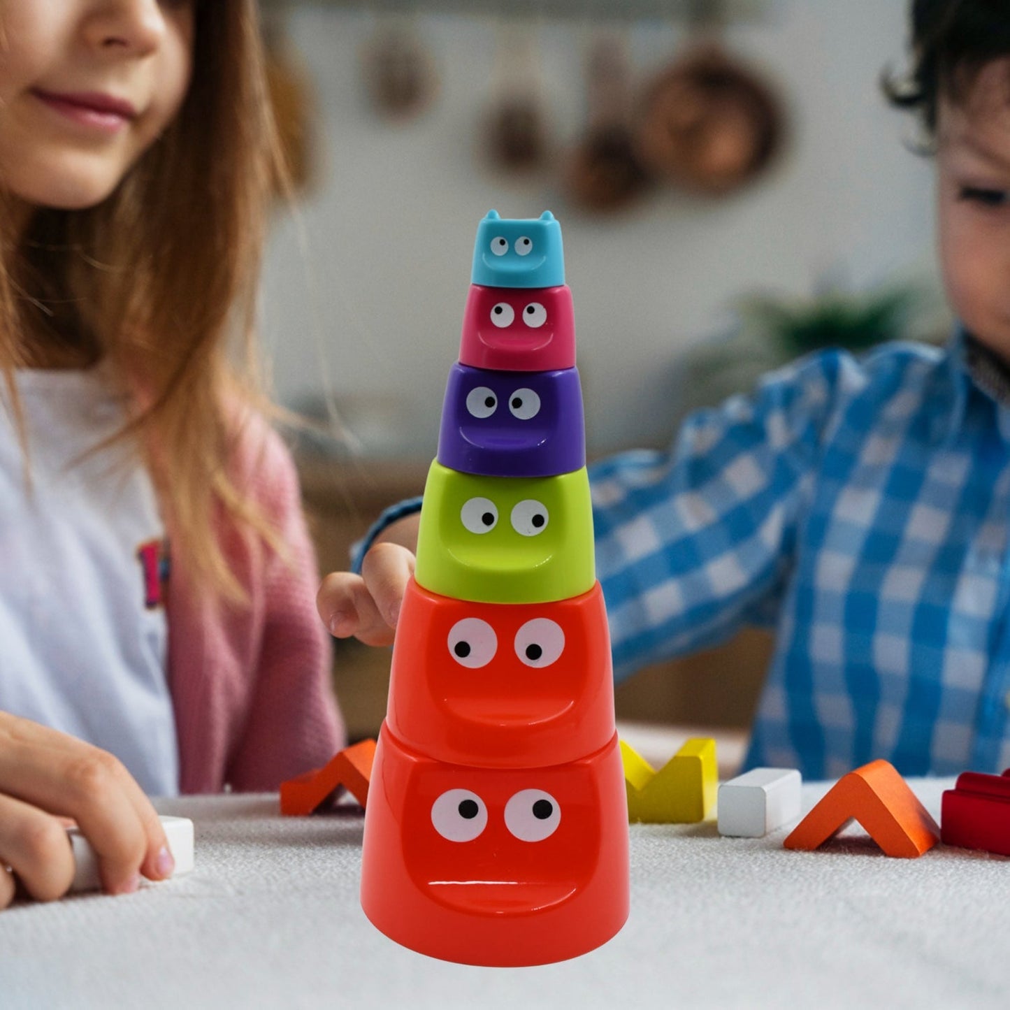 Monster Cups - Activity Toy for Babies 5+ Months Plastic Multicolor Infant & Preschool Toys Develops Motor & Reasoning Skills Birthday Gifts for Boys Girls Age 5+ Months Kids (1 Set) - infinityexculsivestore.com