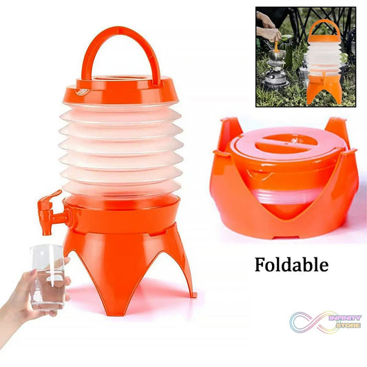 Plastic Collapsible Beverages Container with Tap Cold Drink Dispenser Folding Water Storage Water Jug Tank for Home and Outdoor Party Traveling Picnic (3.5 Litter/ Multicolor) - infinityexculsivestore.com