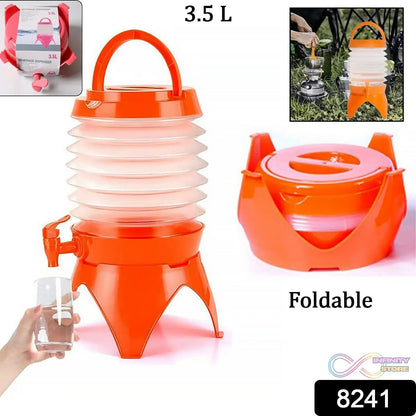 Plastic Collapsible Beverages Container with Tap Cold Drink Dispenser Folding Water Storage Water Jug Tank for Home and Outdoor Party Traveling Picnic (3.5 Litter/ Multicolor) - infinityexculsivestore.com