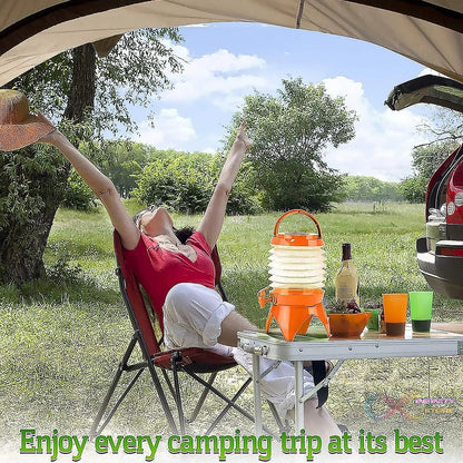 Plastic Collapsible Beverages Container with Tap Cold Drink Dispenser Folding Water Storage Water Jug Tank for Home and Outdoor Party Traveling Picnic (3.5 Litter/ Multicolor) - infinityexculsivestore.com