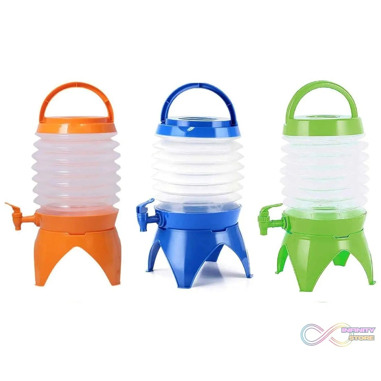 Plastic Collapsible Beverages Container with Tap Cold Drink Dispenser Folding Water Storage Water Jug Tank for Home and Outdoor Party Traveling Picnic (3.5 Litter/ Multicolor) - infinityexculsivestore.com