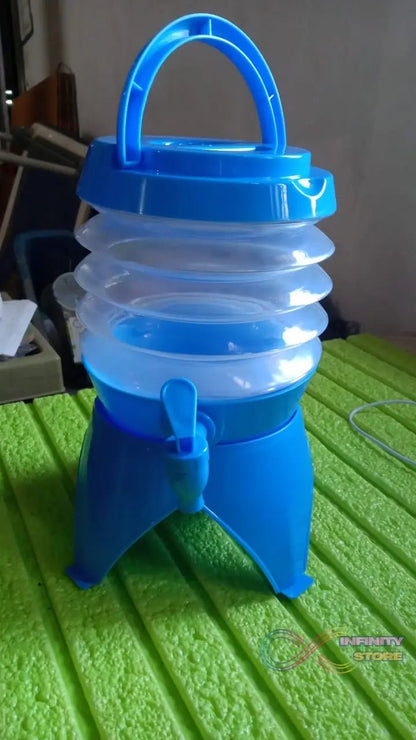 Plastic Collapsible Beverages Container with Tap Cold Drink Dispenser Folding Water Storage Water Jug Tank for Home and Outdoor Party Traveling Picnic (3.5 Litter/ Multicolor) - infinityexculsivestore.com