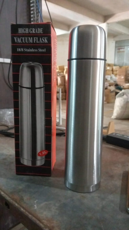 Vacuum Flask Without Cover, 18/8 Stainless Steel | Hot and Cold Water Bottle with Push - Down Lid | Double Walled Stainless Steel Bottle for Travel, Home, Office, School, Picnic (1000 ML / Without Cover) - infinityexculsivestore.com