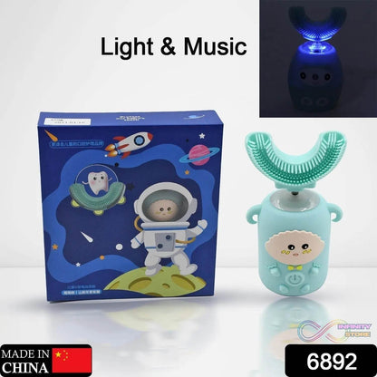 Electric Toothbrush With Light & Music, Kids U-Shaped 360Â° USB Rechargeable Plastic Automatic Toothbrush Portable Adjustable Cleaning Whitening Toothbrush with USB Charging Function Plastic + ABS for Kids - infinityexculsivestore.com