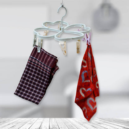 Heart Shape Clothe spin Rack Laundry Drying Rack, Clothes Hangers with 8 Clips, Clip Hanger Drip Hanger for Drying Underwear, Baby Clothes, Socks, Bras, Towel, Cloth Diapers, Gloves - infinityexculsivestore.com