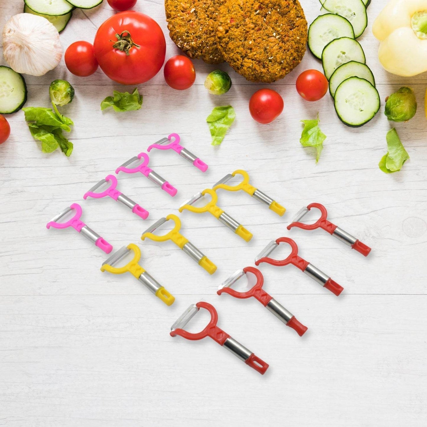 Fruit Peeler Vegetable Peel Removal Tool, Peeler Julienne Peeler Serrated Peeler for Carrots Apples Potatoes and All Types of Vegetable and Fruit Multi-Used Skin Slicer Shredder (12 Pc Set) - infinityexculsivestore.com