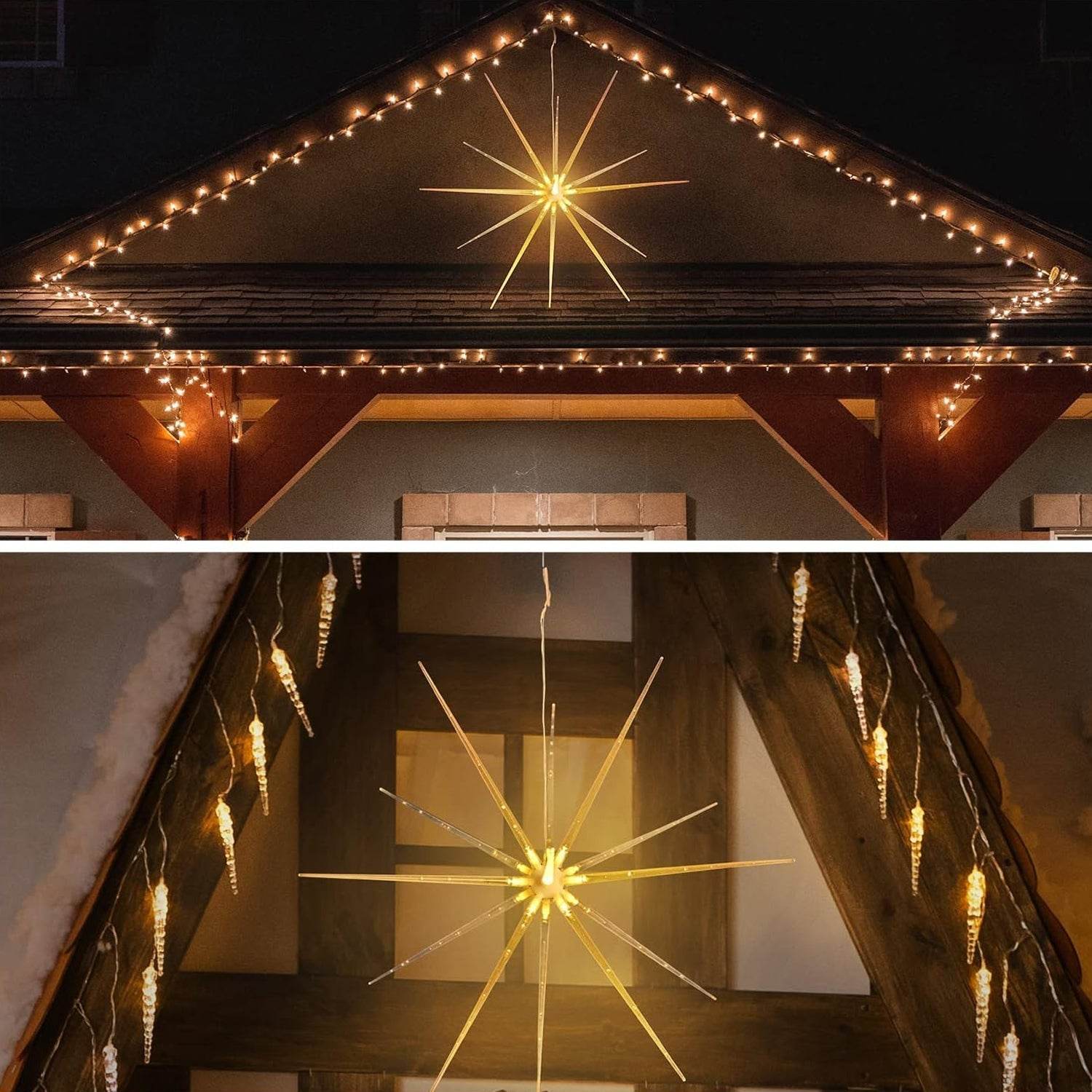 3D Gold Star Hanging Decoration Star, Acrylic Look Hanging Luminous Star for Windows, Home, Garden Festive Embellishments for Holiday Parties Weddings Birthday Home Decoration (Small) - infinityexculsivestore.com
