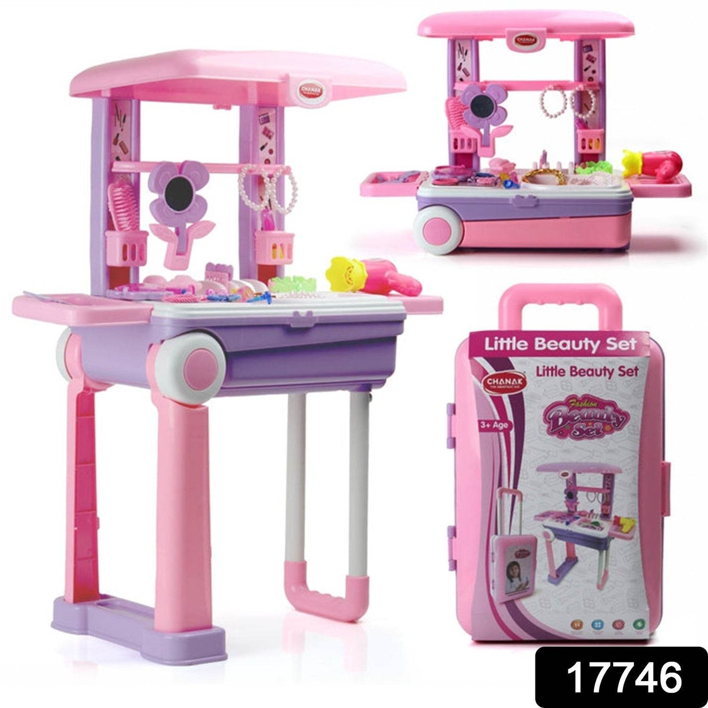 Big Beauty Set Suitcase On Wheel, The Ultimate Beauty Set On Wheels for Girls, Makeup Kit is Easy to Clean & Use, Portable Beauty Set with 25 Pieces for 3 Years BIS Approved. (Beauty Set Trolley) - infinityexculsivestore.com