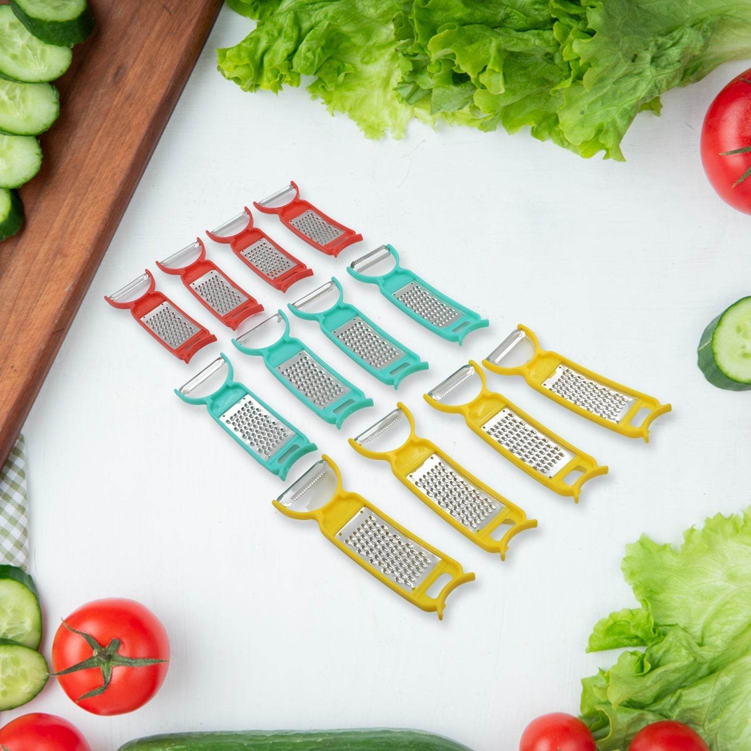 Kitchen 3 in 1 Multi Purpose Vegetable Peeler Grater Cutter for Food Preparation Kitchen 3 in 1 Multi Purpose Vegetable Peeler Grater Cutter for Food Preparation (12 Pc Set) - infinityexculsivestore.com