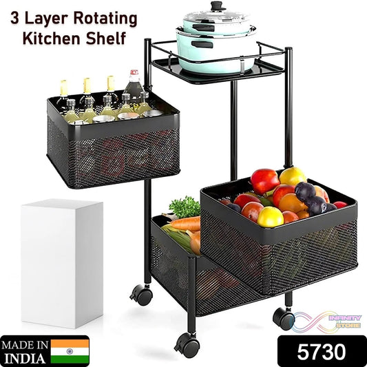 Metal High Quality Kitchen Trolley Kitchen Organizer Items and Kitchen Accessories Items for Kitchen Rack Square Design for Fruits & Vegetable Onion Storage Kitchen Trolley with Wheels (3 Layer) - infinityexculsivestore.com