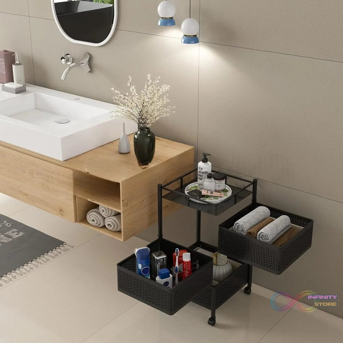Metal High Quality Kitchen Trolley Kitchen Organizer Items and Kitchen Accessories Items for Kitchen Rack Square Design for Fruits & Vegetable Onion Storage Kitchen Trolley with Wheels (3 Layer) - infinityexculsivestore.com