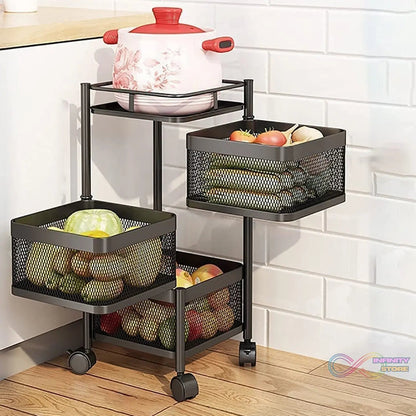 Metal High Quality Kitchen Trolley Kitchen Organizer Items and Kitchen Accessories Items for Kitchen Rack Square Design for Fruits & Vegetable Onion Storage Kitchen Trolley with Wheels (3 Layer) - infinityexculsivestore.com
