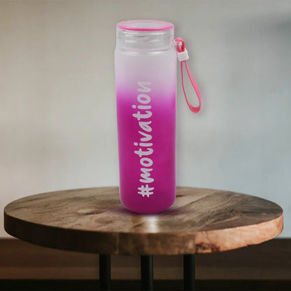 Motivational Glass Water Bottle Colorful potable Water Glass Bottle With Rubber Band, Daily Intake Hourly Water Bottle to Ensure You Drink Enough Water Throughout The Day Reusable Cycling Gym, Workout Fitness Bottle (350 ML) - infinityexculsivestore.com