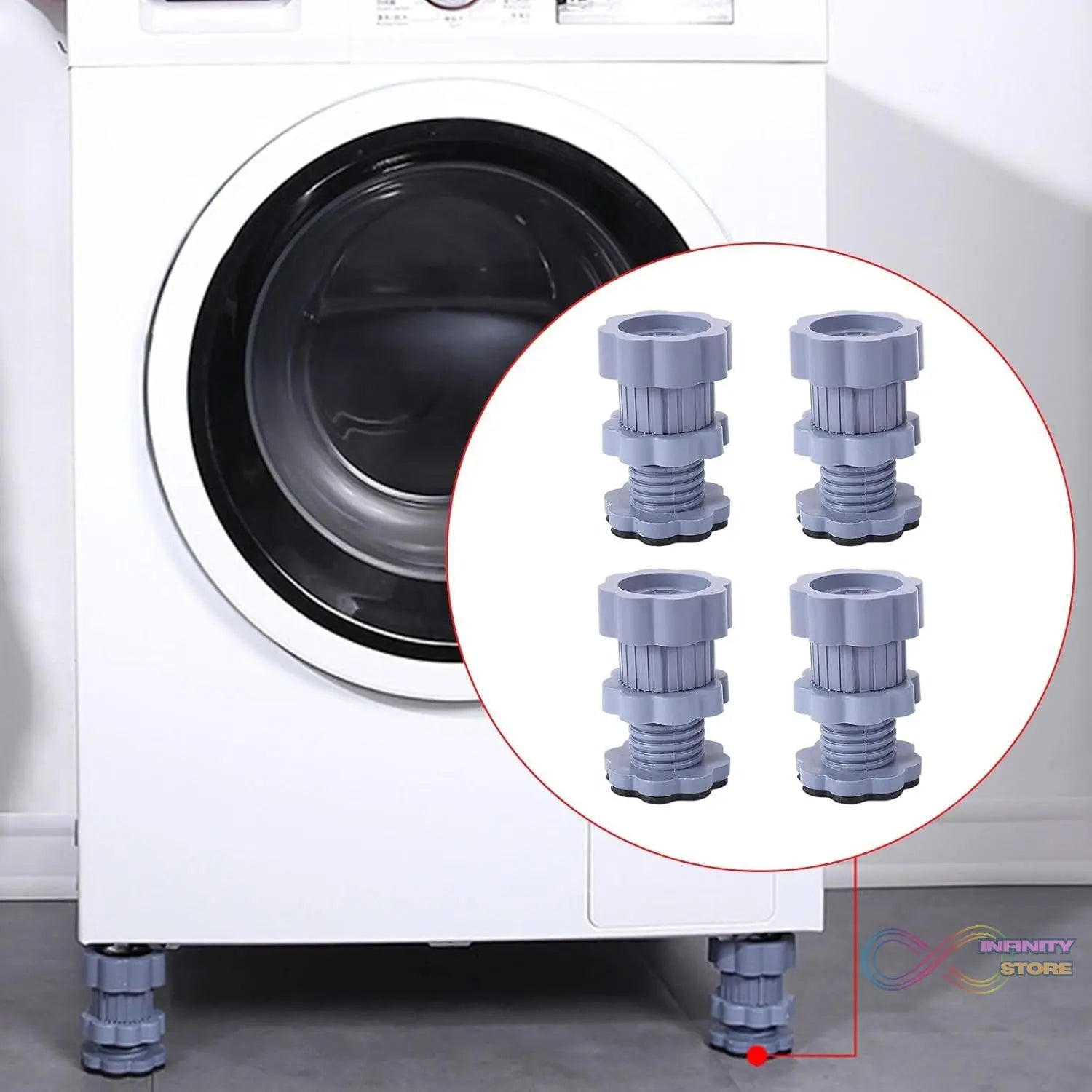 Washing machine support, anti vibration washing machine support adjustable washer anti vibrasion stands, washer & dryer pedestals, Washing Machine Accessory Anti - Skid stand PVC Lifting stand Non - Slip ( 4 Pc Set ) - infinityexculsivestore.com
