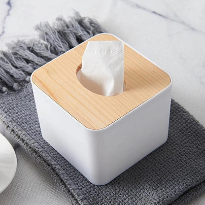 Tissue Box Desktop Stand Bamboo Tissue Cover Box Rectangular Paper Towel Holder Removable Tissue Dispenser for Bathroom Vanity Countertop Bedroom Car Holder Paper Towels Dispenser (1 Pc ) - infinityexculsivestore.com