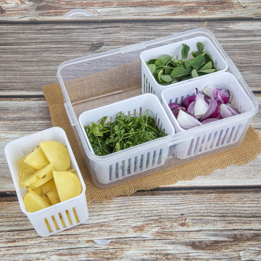 Fridge Storage Boxes Freezer Storage Containers, Container for Kitchen Storage Set, Storage in Kitchen, Vegetable Storage, Draining Crisper Refrigerator Food Box (1 Pc) - infinityexculsivestore.com