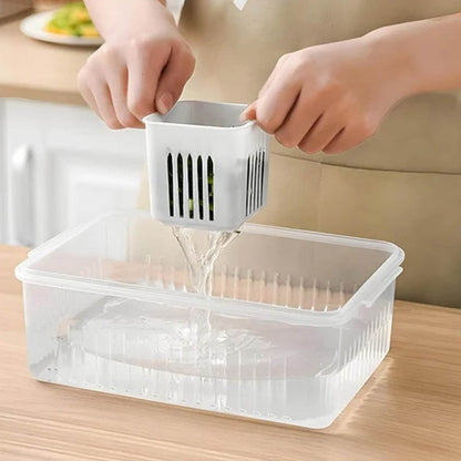 Fridge Storage Boxes Freezer Storage Containers, Container for Kitchen Storage Set, Storage in Kitchen, Vegetable Storage, Draining Crisper Refrigerator Food Box (1 Pc) - infinityexculsivestore.com