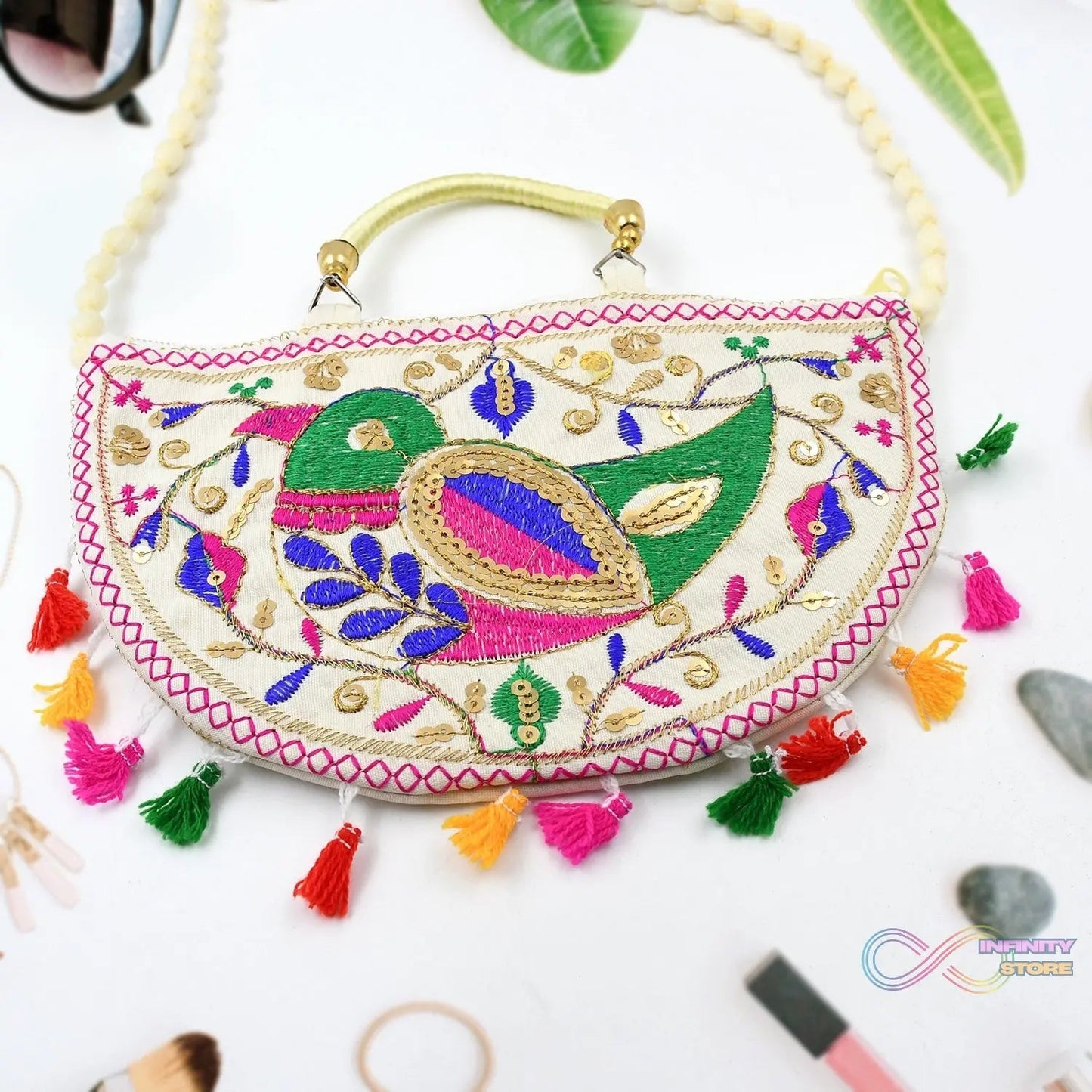 Traditional handbag, Rajasthani Jaipuri Cotton Bag (1 Pc) - infinityexculsivestore.com