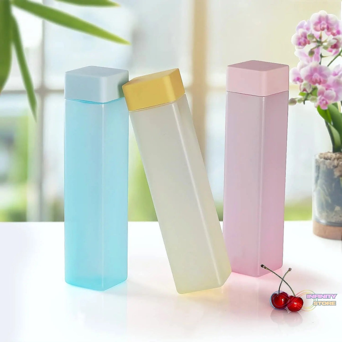 Large Capacity Plastic Water Bottle | Office Bottle | Gym Bottle | Home | Kitchen | Leakproof and BPA Free Drinks Bottle | Square Water Drink Juice Bottle Wide - Mouth BPA Free Leak - Free Lightweight (1 pc / Mix Color / 1000 ML Approx) - infinityexculsivestore.com
