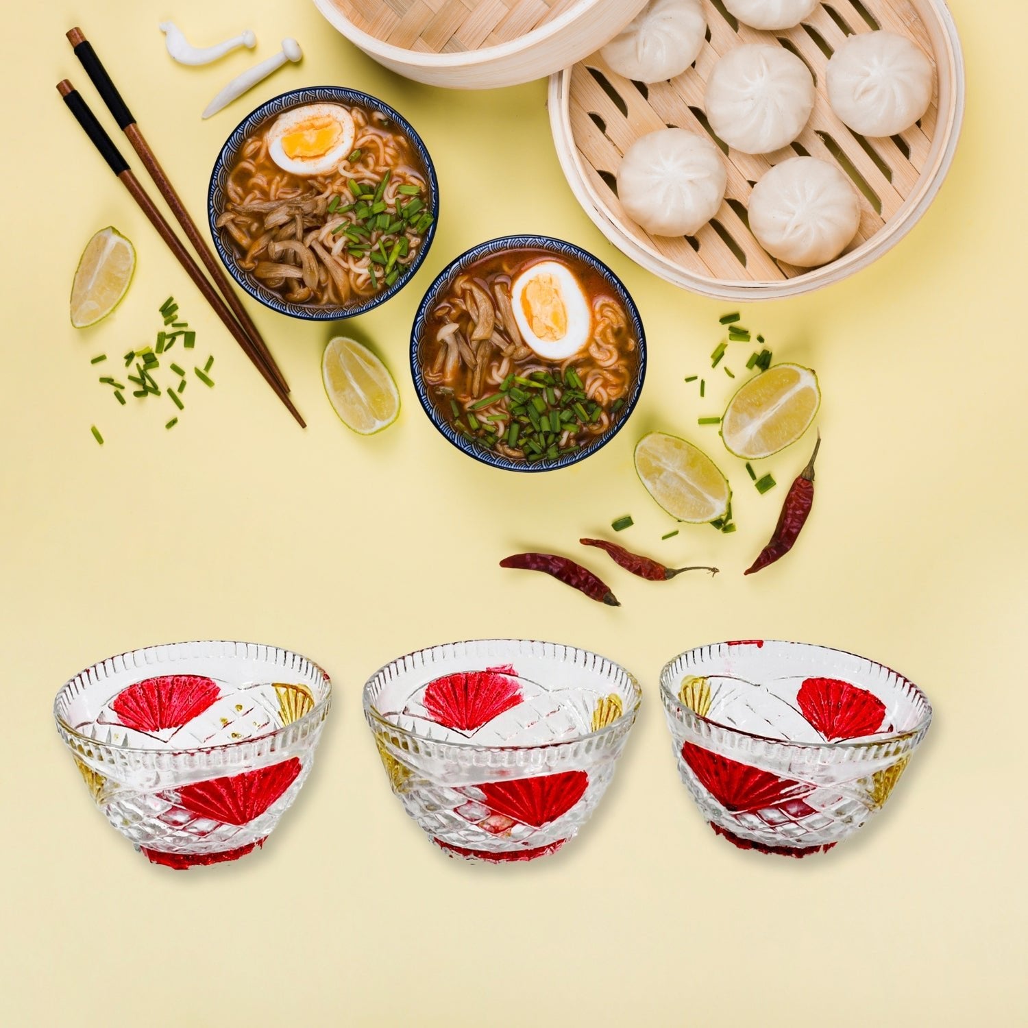 Rose glass Multipurpose Pudding / Dessert / Ice Cream Bowl Set for Home use, Home & Kitchen Serving Bowl for Sundae, Sweets, Snacks, Fruit, Pudding, Nuts or Dip, Serving Bowls 6 Medium & 1 Big Bowl (Set of 7 pc) - infinityexculsivestore.com
