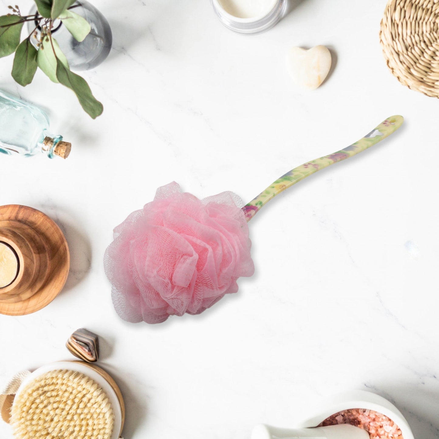 Long Handle Shower Puff Pouf Sponge Exfoliating Mesh Brush Scrubber,Bath Loofah Bath Scrubber for Body Shower Loofah Brushes, Body Bath Brush for Women and Men, Bathroom Shower Accessories (Mix 1 Pc) - infinityexculsivestore.com