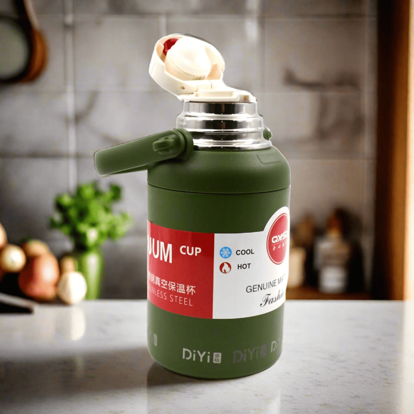 Stainless Steel Vacuum Insulated Water Bottle / Cup | Leak Proof Flask for Tea Coffee | Reusable Water Bottle with Hanging Strap | Bottle for Hot & Cold Drinks Wide Mouth Water Flask (900 ML / Mix Color) - infinityexculsivestore.com