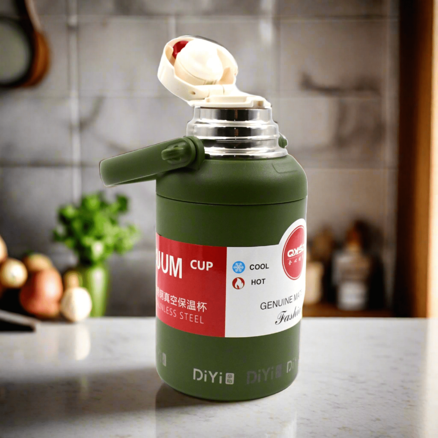 Stainless Steel Vacuum Insulated Water Bottle / Cup | Leak Proof Flask for Tea Coffee | Reusable Water Bottle with Hanging Strap | Bottle for Hot & Cold Drinks Wide Mouth Water Flask (900 ML / Mix Color) - infinityexculsivestore.com