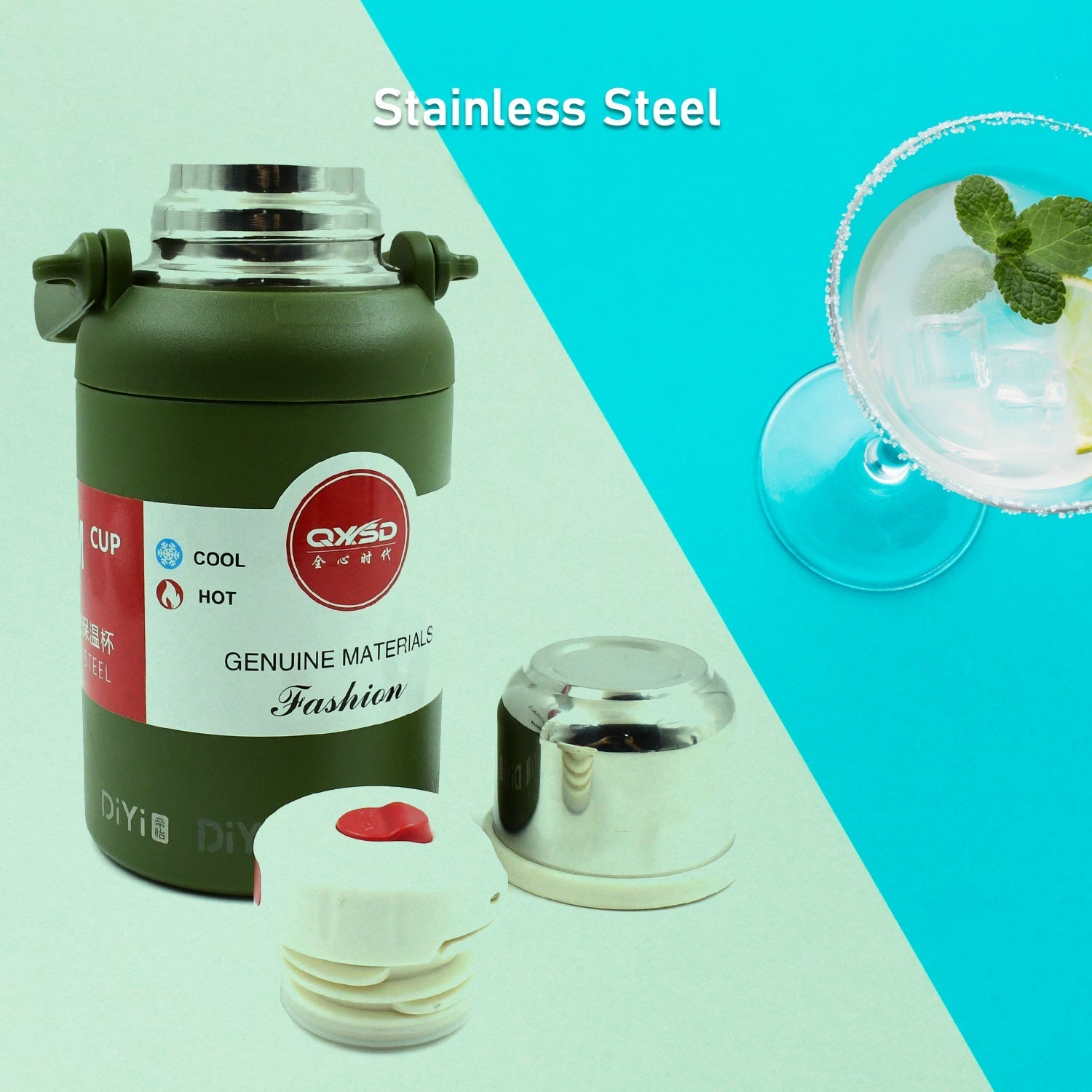 Stainless Steel Vacuum Insulated Water Bottle / Cup | Leak Proof Flask for Tea Coffee | Reusable Water Bottle with Hanging Strap | Bottle for Hot & Cold Drinks Wide Mouth Water Flask (900 ML / Mix Color) - infinityexculsivestore.com
