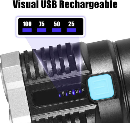 Multifunctional Strong 4 LED Torch Light, Portable Rechargeable Flashlight Long Distance Beam Range 800 Lumens COB Light 4 Mode Emergency for Hiking, Walking, Camping (4 LED Torch) - infinityexculsivestore.com
