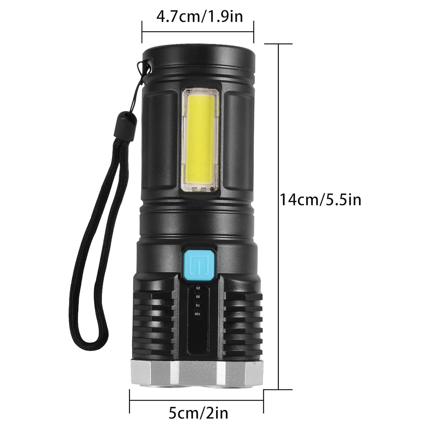 Multifunctional Strong 4 LED Torch Light, Portable Rechargeable Flashlight Long Distance Beam Range 800 Lumens COB Light 4 Mode Emergency for Hiking, Walking, Camping (4 LED Torch) - infinityexculsivestore.com