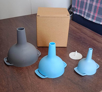 3 in 1 Kitchen Funnel Set of 3, Funnel for Filling Bottle, Small Canning Funnel with Handle, Food Grade Plastic Funnel with Detachable Strainer Filter for Liquid, Dry Ingredients, and Powder - infinityexculsivestore.com