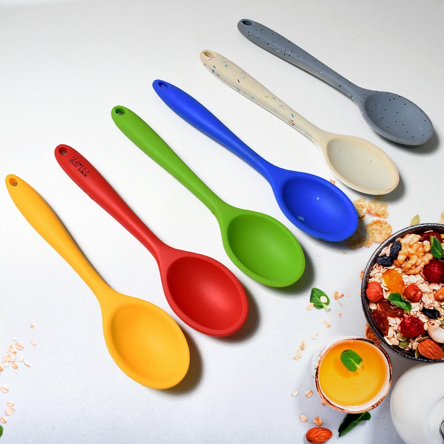 Multipurpose Silicone Spoon, Silicone Basting Spoon Non - Stick Kitchen Utensils Household Heat - Resistant Non Stick Spoons Kitchen Cookware Items For Cooking and Baking (6 Pcs Set) - infinityexculsivestore.com