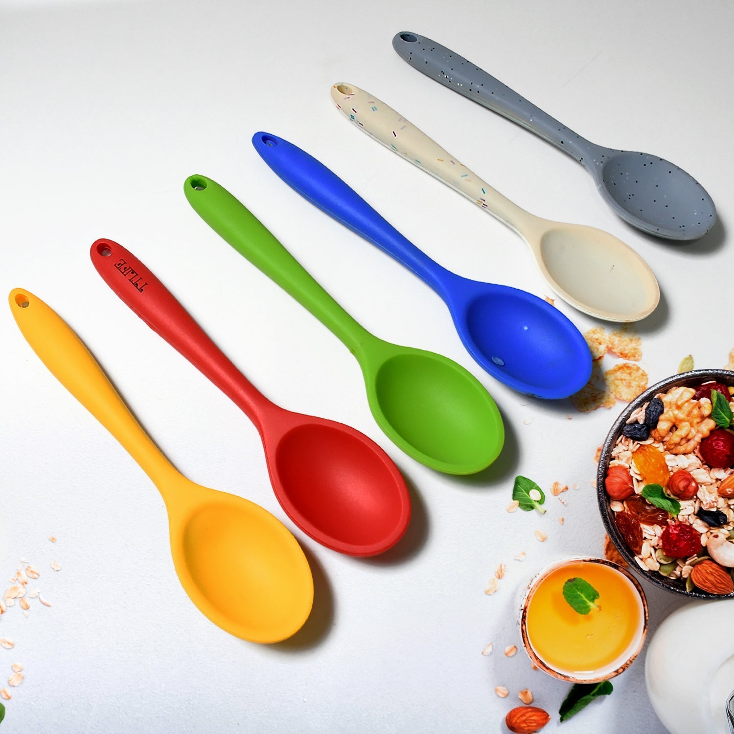 Multipurpose Silicone Spoon, Silicone Basting Spoon Non - Stick Kitchen Utensils Household Heat - Resistant Non Stick Spoons Kitchen Cookware Items For Cooking and Baking (6 Pcs Set) - infinityexculsivestore.com