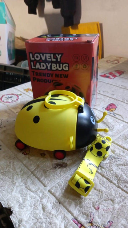 Cute Plastic Bug Shape Water Bottle with adjustable shoulder strap, 4 wheel & Straw, portable drinking cup Water Bottle For Kids | Water Bottle | Return Gift For Kids | Water Bottle With Straw | School Kinds Water Bottle (1 Pc) - infinityexculsivestore.com