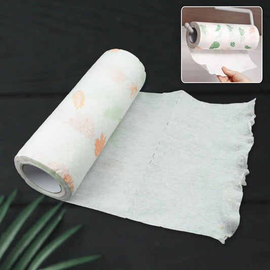 Non Woven Reusable and Washable Kitchen Printed Tissue Roll Non - stick Oil Absorbing Paper Roll Kitchen Special Paper Towel Wipe Paper Dish Cloth Cleaning Cloth 40 sheets / Pulls - infinityexculsivestore.com