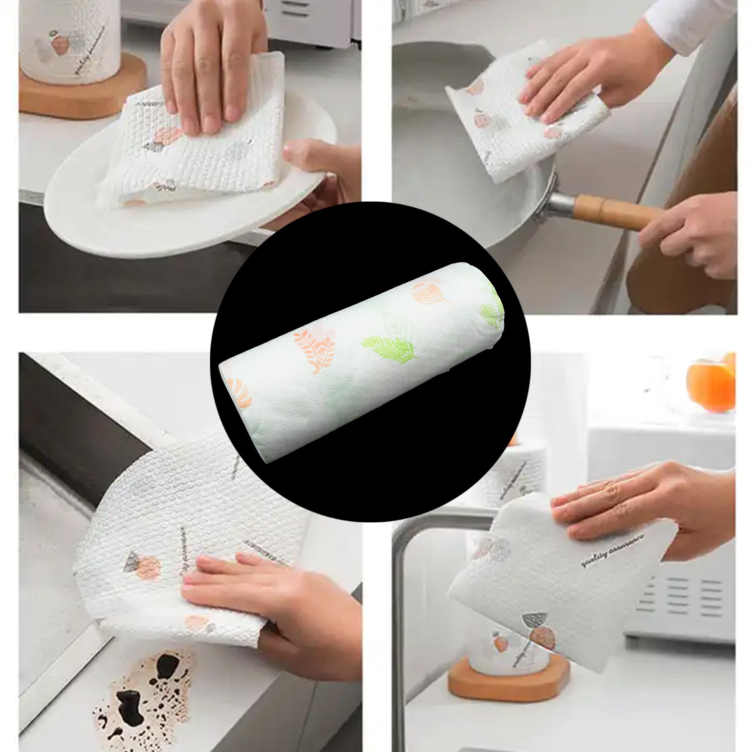 Non Woven Reusable and Washable Kitchen Printed Tissue Roll Non - stick Oil Absorbing Paper Roll Kitchen Special Paper Towel Wipe Paper Dish Cloth Cleaning Cloth 40 sheets / Pulls - infinityexculsivestore.com