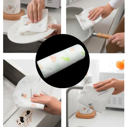 Non Woven Reusable and Washable Kitchen Printed Tissue Roll Non - stick Oil Absorbing Paper Roll Kitchen Special Paper Towel Wipe Paper Dish Cloth Cleaning Cloth 40 sheets / Pulls - infinityexculsivestore.com