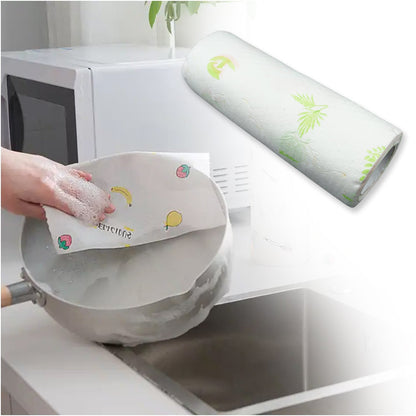 Non Woven Reusable and Washable Kitchen Printed Tissue Roll Non - stick Oil Absorbing Paper Roll Kitchen Special Paper Towel Wipe Paper Dish Cloth Cleaning Cloth 40 sheets / Pulls - infinityexculsivestore.com